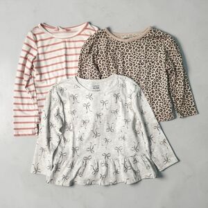 Girls 4T Long Sleeve Tops Bundle – Carter’s & bkind | Bow, Leopard & Stripe